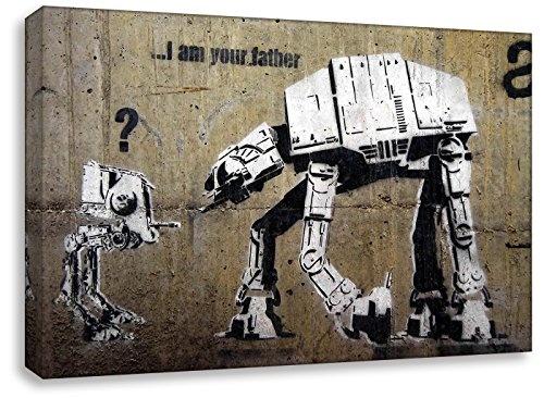 Kunstbruder Banksy Bild - I Am Your Father (Div. Größen) - Art Kunst Druck auf Leinwand Wandbild Loungebild Zimmerbild Leinwandbild Bürobild 100x150cm