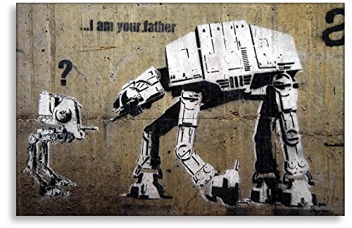 Kunstbruder Banksy Bild - I Am Your Father (Div. Größen) - Art Kunst Druck auf Leinwand Wandbild Loungebild Zimmerbild Leinwandbild Bürobild 100x150cm