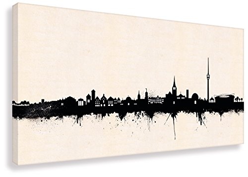 Kunstbruder Stuttgart Skyline SW (Div. Größen) - Leinwandbild Kunstdruck Wandbild Gemälde Graffiti Like Banksy Zimmerbild 80x160cm