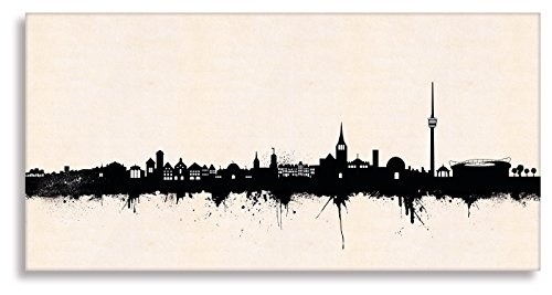 Kunstbruder Stuttgart Skyline SW (Div. Größen) - Leinwandbild Kunstdruck Wandbild Gemälde Graffiti Like Banksy Zimmerbild 80x160cm