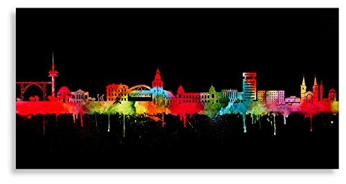 Kunstbruder Leinwandbild - Wuppertal Skyline Neon (Div....