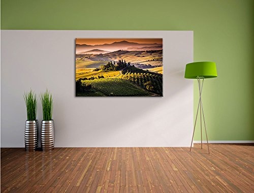 Wunderschöne Toskana Landschaft Format: 80x60 auf Leinwand, XXL riesige Bilder fertig gerahmt mit Keilrahmen, Kunstdruck auf Wandbild mit Rahmen, günstiger als Gemälde oder Ölbild, kein Poster oder Plakat