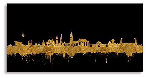 Kunstbruder Nürnberg Skyline GOLD (div. Größen) - Kunst Druck auf Leinwand 40x80cm