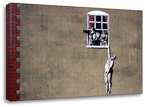 Kunstbruder Leinwandbild Banksy Window Lovers (Div. Größen) - Art Kunst Druck auf Leinwand Wandbild Loungebild Streetart Loftbild 40x60cm
