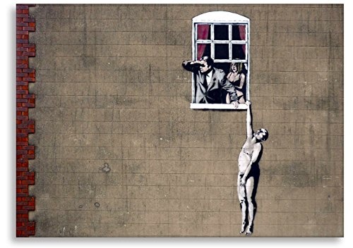 Kunstbruder Leinwandbild Banksy Window Lovers (Div. Größen) - Art Kunst Druck auf Leinwand Wandbild Loungebild Streetart Loftbild 40x60cm