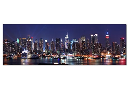 murando - Bilder New York 135x45 cm - Leinwandbilder - Fertig Aufgespannt - Vlies Leinwand - 1 Teilig - Wandbilder XXL - Kunstdrucke - Wandbild - Skyline New York NY Stadt City d-B-0185-b-b
