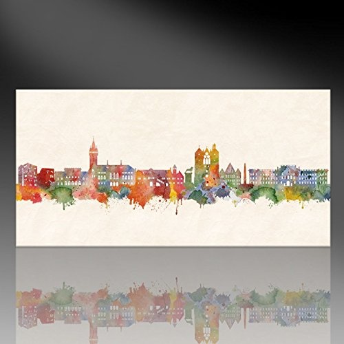 Kunstbruder Braunschweig Skyline - Farbe (div. Größen) - Kunst Druck auf Leinwand 50x100cm