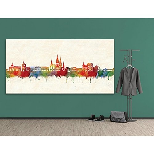 Kunstbruder Oldenburg Skyline - Farbe (Div. Grössen) - Kunst Druck auf Leinwand 60x120cm