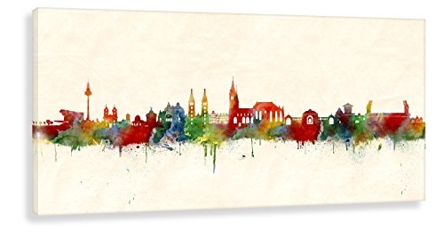 Kunstbruder Leinwandbild - Nürnberg Skyline Farbe (div. Grössen) - Wandbild Panorama Street Art Like Banksy Bürobild 40x80cm