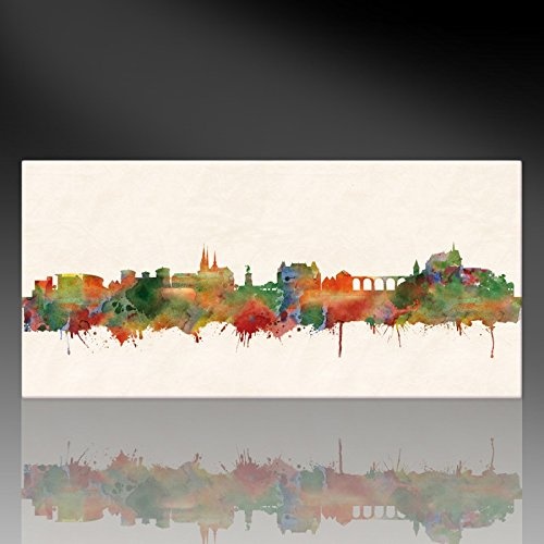 Kunstbruder - Luxemburg Skyline - Farbe (Div. Grössen) - Kunst Druck auf Leinwand 30x60cm