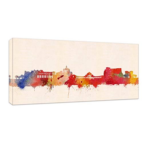 Kunstbruder Neapel Skyline - Farbe (Div. Größen) 3D 4cm Kunst Druck auf Leinwand 40x80cm
