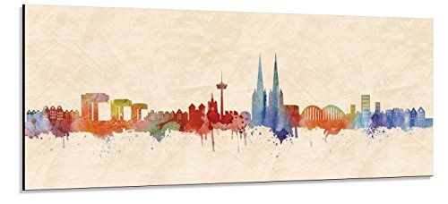 Acrylglas Wandbild Köln Skyline Panorama - Acrylglas mit Alu-dibond-Aufhängesystem - Farbe (Div. Größen) - Kunst Druck auf Acrylglas 20x50cm