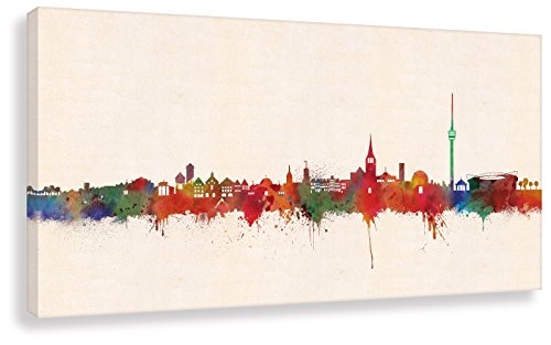 Kunstbruder Leinwandbild Druck auf Leinwand Wandbild/Stuttgart Skyline Paul London! Bild fertig auf Keilrahmen ! Kunstdrucke Wandbilder Bilder zur Dekoration (40x80cm)