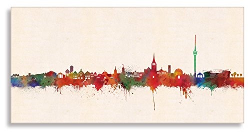 Kunstbruder Leinwandbild Druck auf Leinwand Wandbild/Stuttgart Skyline Paul London! Bild fertig auf Keilrahmen ! Kunstdrucke Wandbilder Bilder zur Dekoration (40x80cm)