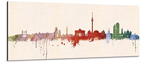 Acrylglas Wandbild Berlin Skyline Panorama - Acrylglas mit Alu-dibond-Aufhängesystem - Farbe (Div. Größen) - Kunst Druck auf Acrylglas 30x90cm