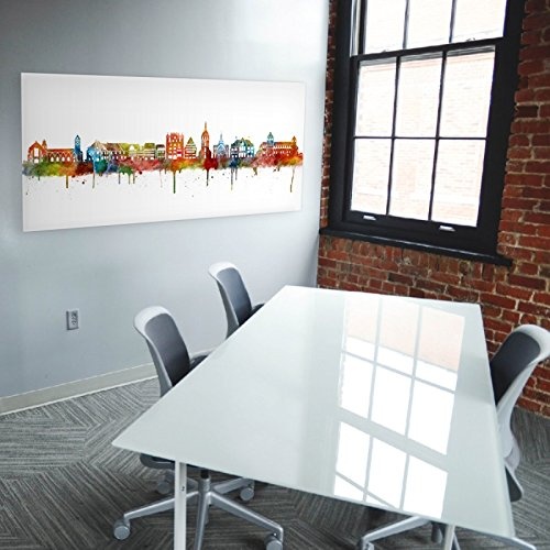 Kunstbruder Wandbild Hildesheim Skyline - Light (Div. Grössen) 3D 4 cm - Kunst Druck auf Leinwand 70x140cm