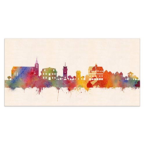 Kunstbruder Tübingen Skyline - Farbe (Div. Größen) Kunst Druck auf Leinwand 80x160cm