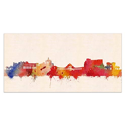 Kunstbruder Neapel Skyline - Farbe (Div. Größen) Kunst Druck auf Leinwand 80x160cm