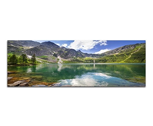 Paul Sinus Art Panoramabild auf Leinwand und Keilrahmen 120x40cm Polen Berge Bergsee Wolken Natur