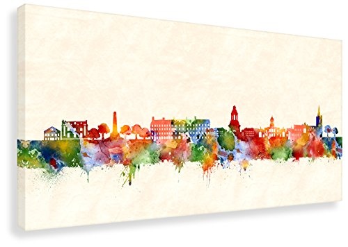 Kunstbruder Dublin Stadt Skyline - Wandbild - Farbe (Div. Größen) 3D 4cm- Kunst Druck auf Leinwand 100x200cm