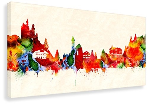 Kunstbruder Tirol Stadt Skyline - Wandbild - Farbe (Div. Größen) - Kunst Druck auf Leinwand 90x180cm