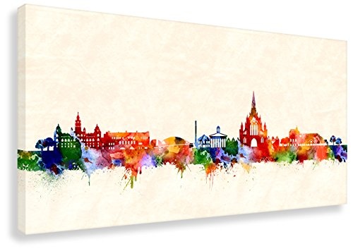 Kunstbruder Glasgow Stadt Skyline - Wandbild - Farbe (Div. Größen) - Kunst Druck auf Leinwand 90x180cm