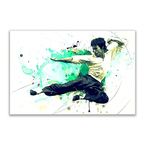 Kunstbruder Bruce Lee Kick Color (Div. Größen) - Kunst Druck auf Leinwand 40x60cm