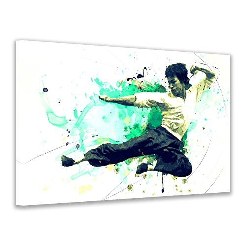 Kunstbruder Bruce Lee Kick Color (Div. Größen) - Kunst Druck auf Leinwand 40x60cm