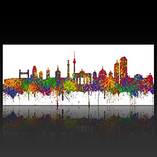 Kunstbruder Berlin Skyline - Color Drips (Div. Größen) 3D 4cm - Kunstbild Druck auf Leinwand 80x200cm