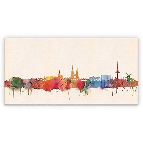 Kunstbruder Skyline Bremen Color (Div. Größen) - Kunst Druck auf Leinwand 100x200cm
