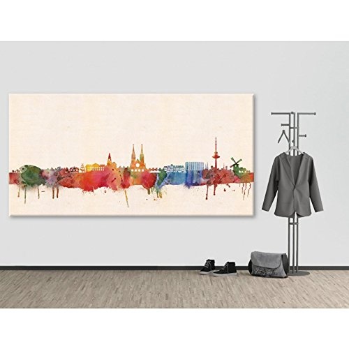 Kunstbruder Skyline Bremen Color (Div. Größen) - Kunst Druck auf Leinwand 100x200cm