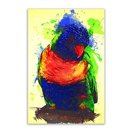 Kunstbruder Papagei Color Grün (Div. Größen) - Kunst Druck auf Leinwand 40x60cm