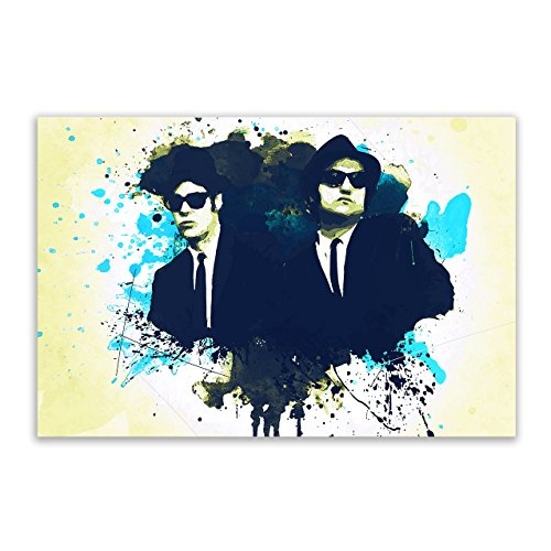 Kunstbruder Blues Brothers Color (Div. Größen) - Kunst Druck auf Leinwand 40x60cm