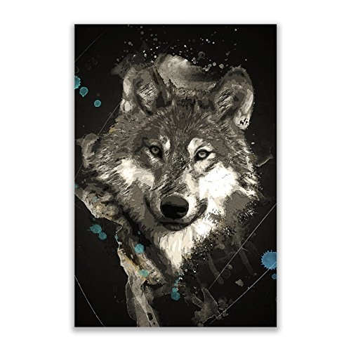 Kunstbruder Wolf Splatter Color (Div. Größen) - Kunst Druck auf Leinwand 60x90cm
