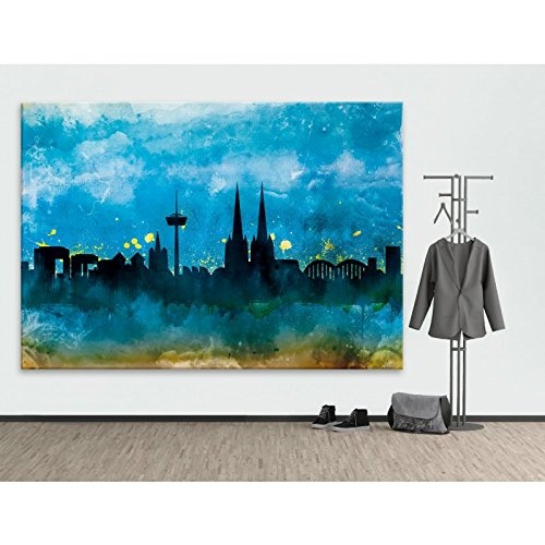 Kunstbruder Köln Skyline - Beach (Div. Größen) 3D 4cm - Kunstbild Druck auf Leinwand 100x150cm