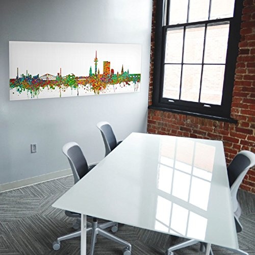 Kunstbruder Hamburg Skyline (Div. Formaten) - Kunst Druck auf Leinwand 40x100cm / fertig zum Aufhängen-1 Teilig