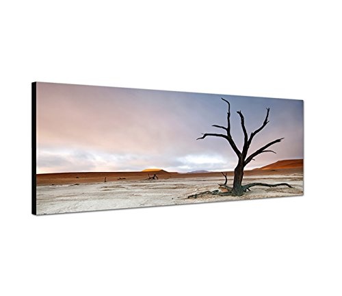 Wandbild auf Leinwand als Panorama in 150x50cm Wüstenlandschaft Baum Himmel