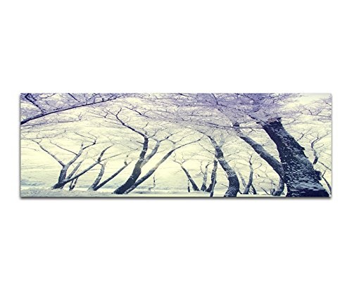 Wandbild auf Leinwand als Panorama in 150x50cm Winterwald Bäume Schnee