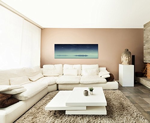 Wandbild auf Leinwand als Panorama in 150x50cm Meer Inseln Nacht Sterne