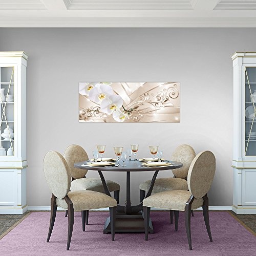 Bilder Blumen Orchidee Wandbild 100 x 40 cm Vlies - Leinwand Bild XXL Format Wandbilder Wohnzimmer Wohnung Deko Kunstdrucke Violett 1 Teilig - Made IN Germany - Fertig zum Aufhängen 209112b