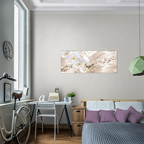 Bilder Blumen Orchidee Wandbild 100 x 40 cm Vlies - Leinwand Bild XXL Format Wandbilder Wohnzimmer Wohnung Deko Kunstdrucke Violett 1 Teilig - Made IN Germany - Fertig zum Aufhängen 209112b