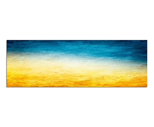 Wandbild auf Leinwand als Panorama in 150x50cm Papier Texture Vintage gelb blau