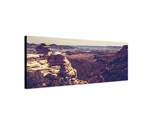 Wandbild auf Leinwand als Panorama in 150x50cm Grand Canyon Schlucht Vintage