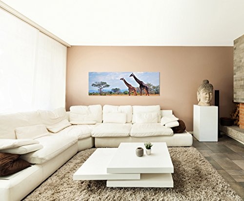 Wandbild auf Leinwand als Panorama in 150x50cm Afrika Elefant Großaufnahme
