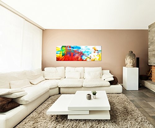 Wandbild auf Leinwand als Panorama in 150x50cm Malerei abstrakt bunt