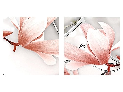Bilder Blumen Magnolien Wandbild 100 x 40 cm Vlies - Leinwand Bild XXL Format Wandbilder Wohnzimmer Wohnung Deko Kunstdrucke Pink 1 Teilig - Made IN Germany - Fertig zum Aufhängen 207212a