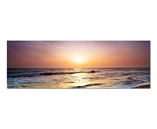 Wandbild auf Leinwand als Panorama in 150x50cm Meer Strand Sonnenaufgang