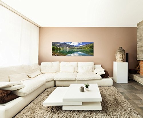 Wandbild auf Leinwand als Panorama in 150x50cm Polen Berge Bergsee Wolken Natur