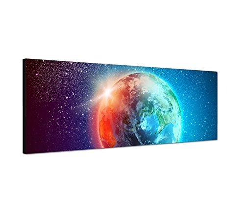XXL Wandbild 150x50cm Weltraum Erde Sterne Sonnenaufgang