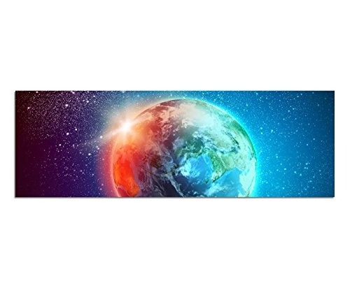 XXL Wandbild 150x50cm Weltraum Erde Sterne Sonnenaufgang